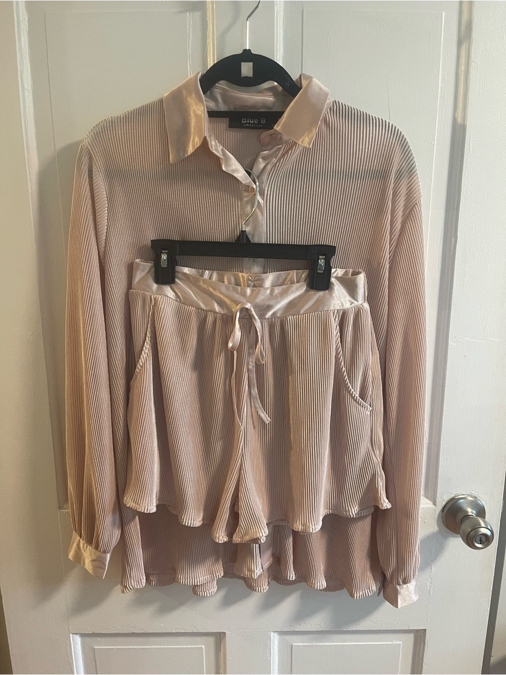 Collection B Blouse in Dusty Pink with Satin Trim